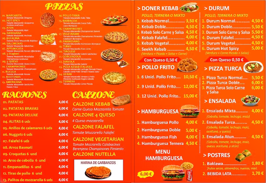 Doner kabab y pizza